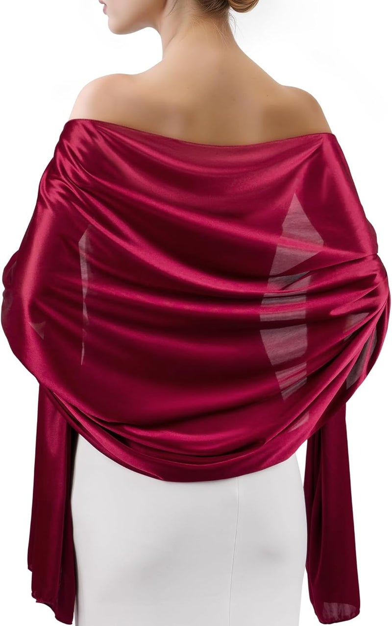 Sofier Satin Shawl Wraps for Women Evening Dresses Wedding Bridal Party Silky Scarf Formal Cover Up Bridesmaid Gifts - Image 1